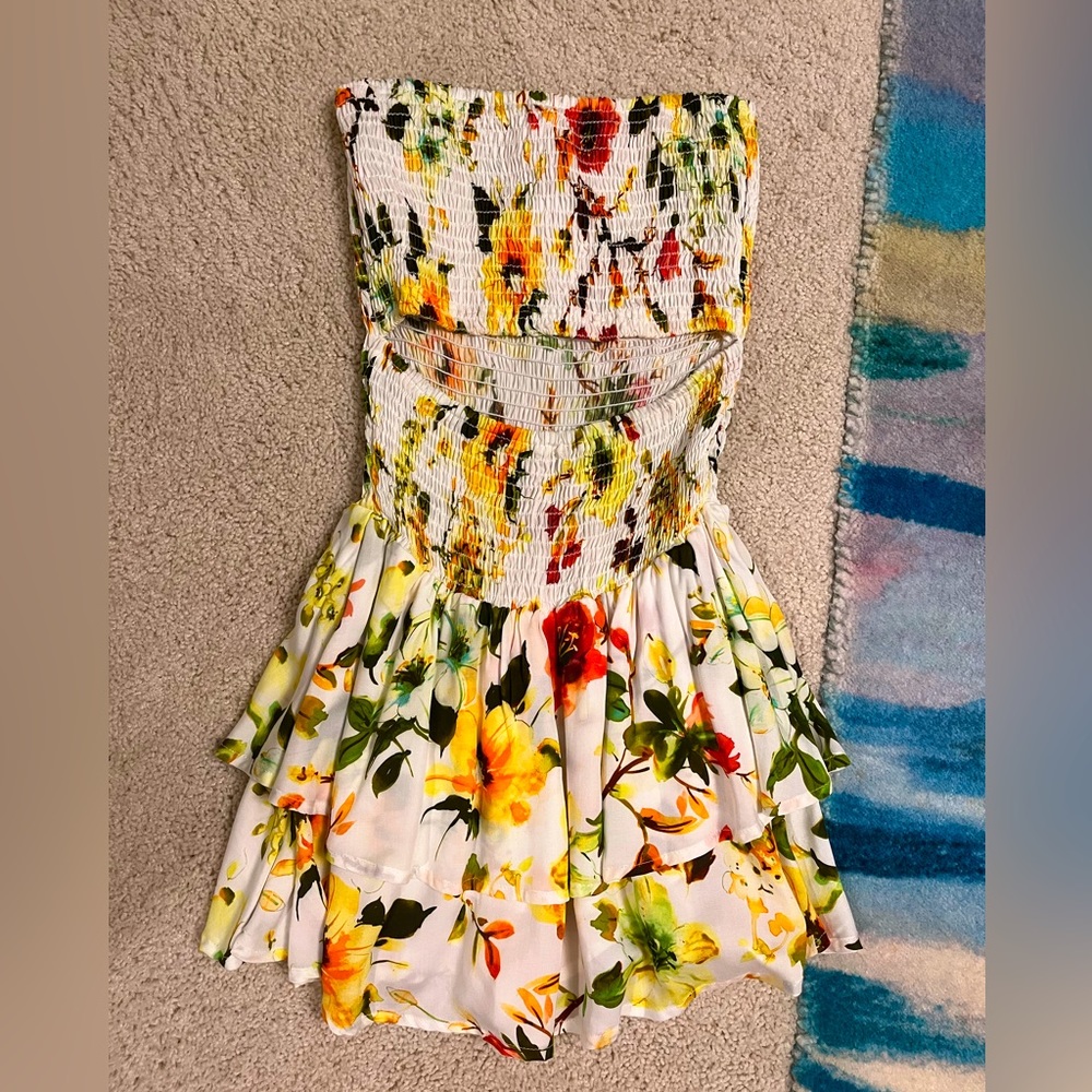 strapless cutout tropical dress size S